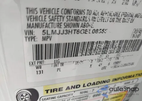 2016 Lincoln Navigator L Select из США, поврежденный, VIN 5LMJJ3HT6GEL08555